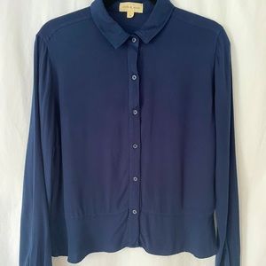 Cloth & Stone long-sleeved navy blue dress shirt